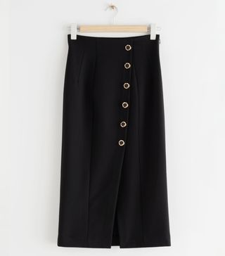 & Other Stories + Fitted Asymmetrical Pencil Midi Skirt