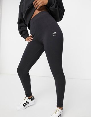 Adidas Originals + Trefoil Essentials Logo Leggings in Black
