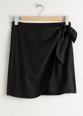 & Other Stories + Lyocell Blend Wrap Mini Skirt