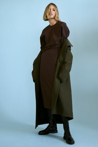 Zara + Wool Blend Buttoned Coat