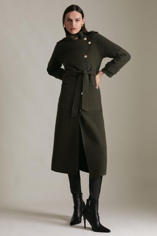 Karen Millen + Funnel Splitable Wool Coat