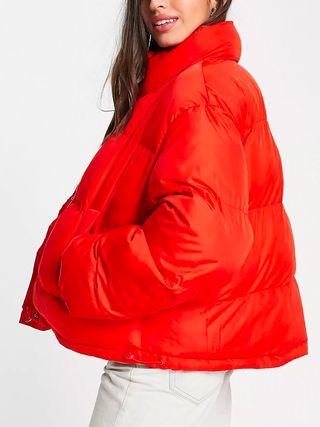 ASOS + Oversized Recycled Puffer Jacket in Red
