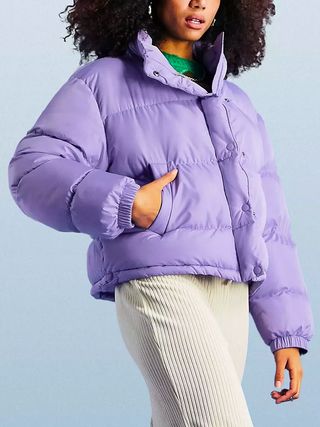 ASOS + Oversized Recycled Puffer Jacket in Purple