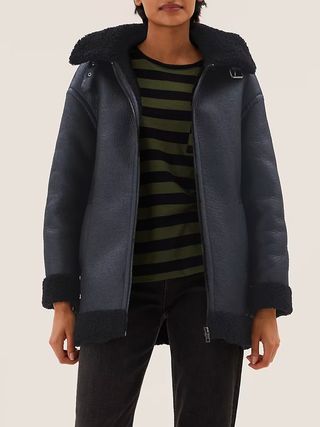 M&S Collection + Faux Shearling Hooded Aviator Jacket