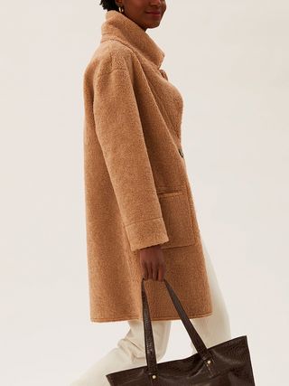 M&S Collection + Faux Shearling Reversible Longline Coat