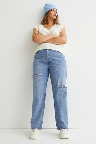 H&M + Straight High Waist Jeans