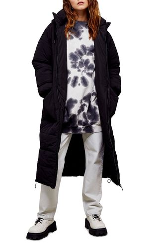 Topshop + Long Hooded Puffer Coat