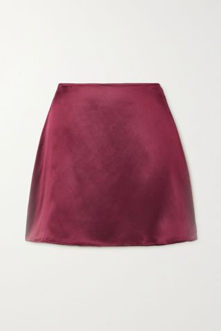 Reformation + Benson Silk-Satin Mini Skirt