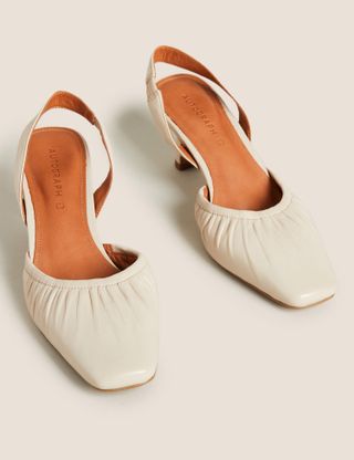 Marks and Spencer + Leather Square Toe Slingback Shoes