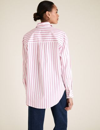 Marks and Spencer + Pure Cotton Striped Oversized Shirt