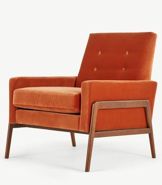 Made.com + Cecil Accent Armchair in Cotton Velvet Burnt Orange