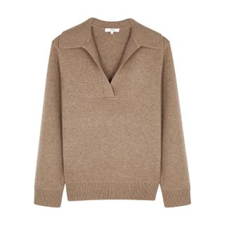 Vince + Brown Wool and Cashmere-Blend Jumper