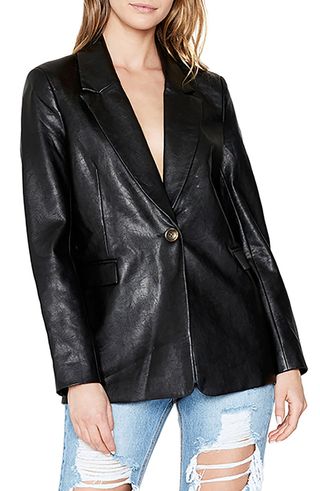 Bardot + Oversize Faux Leather Blazer