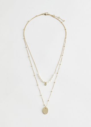 & Other Stories + Duo Chain Pearl Pendant Necklace