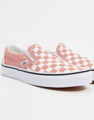 Vans + Slip-On Check Sneakers in Pink