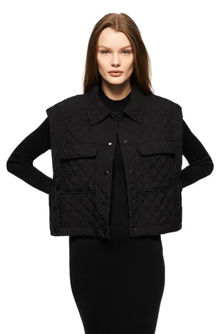 Zara + Quilted Cropped Vest
