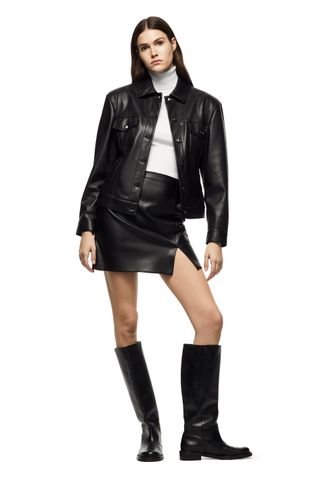 Zara + Short Faux Leather Skirt
