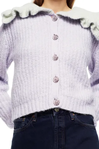 Zara + Combination Bib Collar Knit Cardigan