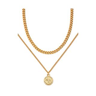 Scoop + Brass Yellow Gold-Plated Layered Coin Necklace