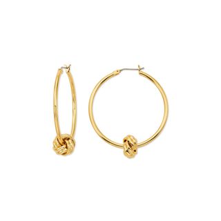 Scoop + Brass Yellow Gold-Plated Love Knot Hoop Earrings