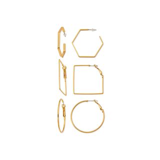 Scoop + Brass Yellow Gold-Plated Fashion Earring Set