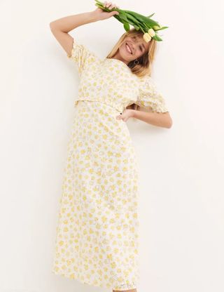 Nobody's Child + Yellow Broderie Big Floral Felicia Midi Dress