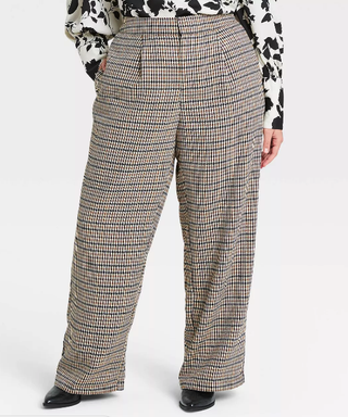 Who What Wear + Plaid High-Rise Relaxed Fit Wide Leg Trousers