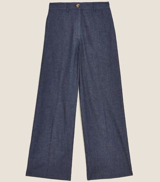 M&S Collection + Denim Wide Leg Trousers With Stretch