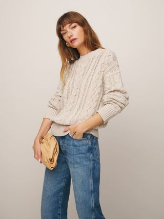 Reformation + Sam Cotton Cashmere Oversized Crew Sweater