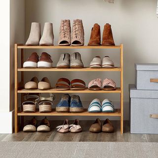 Container Store + 2-Tier Bamboo Stackable Shoe Shelf