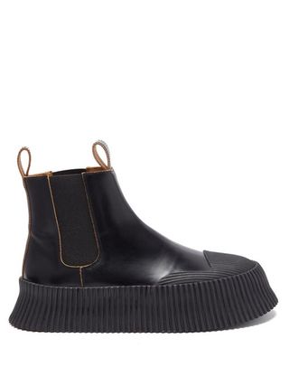Jil Sander + Ribbed-Sole Leather Chelsea Boots