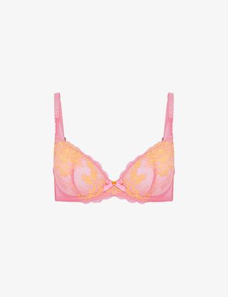 Agent Provocateur + Yara Floral-Embroidered Stretch-Mesh Bra