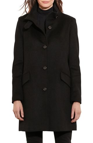 Lauren Ralph Lauren + Balmacaan Wool Blend Coat