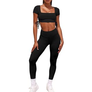 Oqq + Two-Piece Outfit High Waist Gym Set