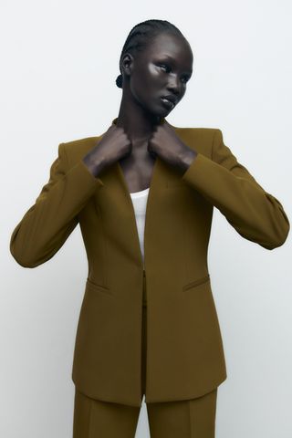 Zara + Lapelless Fitted Blazer