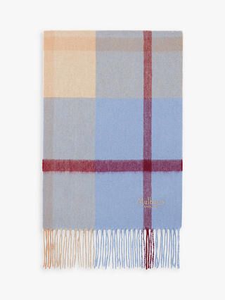 Mulberry + Small Check Lambswool Scarf in Pale Slate