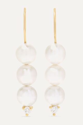 Mizuki + 14-Karat Gold, Pearl and Diamond Earrings