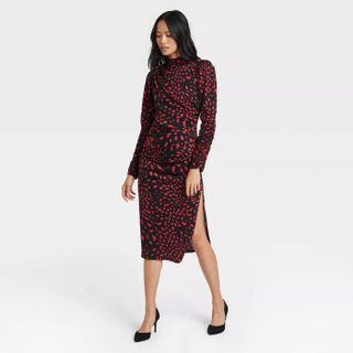 Who What Wear x Target + Floral Puff Long Sleeve Dress