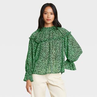 Who What Wear x Target + Balloon Long Sleeve Blouse