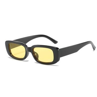Butaby + Rectangle Sunglasses in Black Frame Yellow Lens