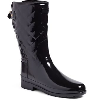 Hunter + Refined High Gloss Quilted Short Waterproof Rain Boots