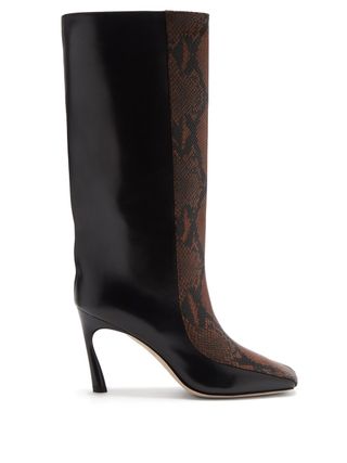 Jimmy Choo + Mabyn 85 Snake-Effect Leather Knee-High Boots