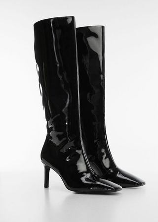 Mango + Patent Leather-Effect Heeled Boots
