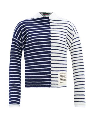 La Fetiche + Breton-Stripe Panelled Lambswool Sweater