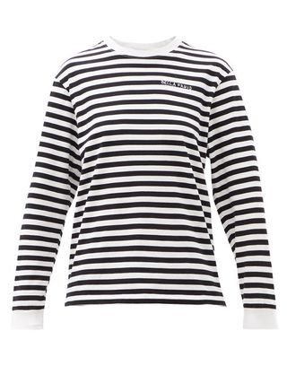 Bella Freud + Logo-Embroidered Striped Cotton-Jersey T-Shirt