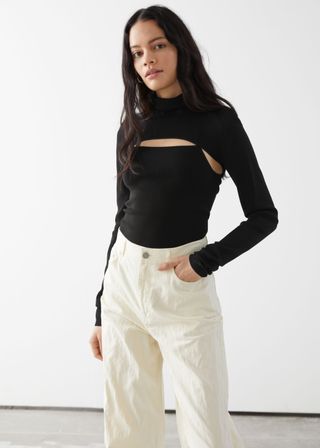 & Other Stories + Ribbed Turtleneck Cut Out Top