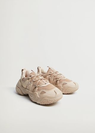 Mango + Lace-Up Panel Sneakers