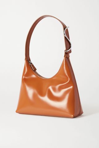 Staud + Scotty Glossed-Leather Shoulder Bag