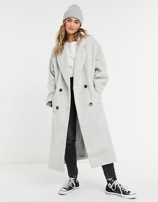 ASOS Design + Oversized Brushed Chuck On Coat in Grey