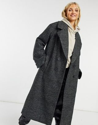 ASOS Design + Oversized Coat in Prince of Wales Check